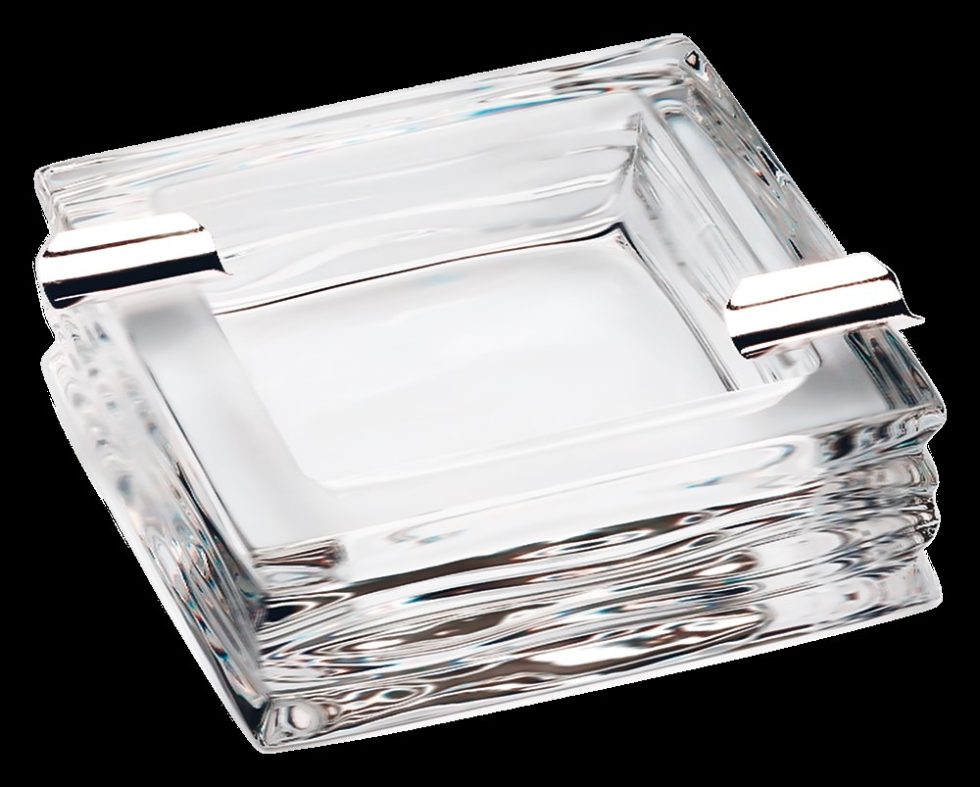 Aschenbecher Kristallglas mit Silber