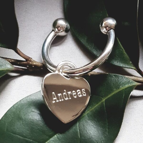 Schlüsselanhänger 925 Silber Herz mit Gravur