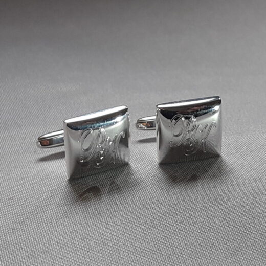 Manschettenknöpfe 925 Silber quadratisch mit Gravur