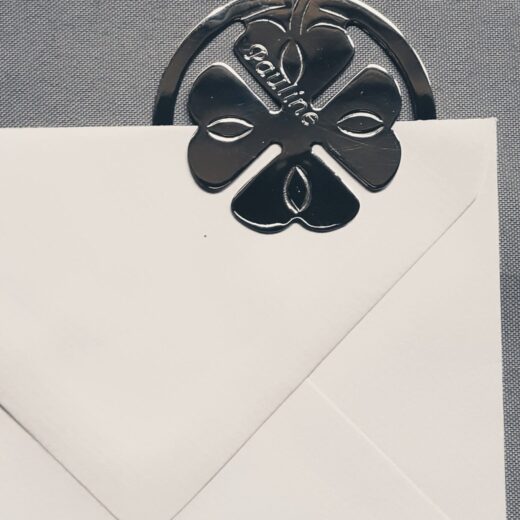 Lesezeichen Kleeblatt rund 925 Silber mit Gravur